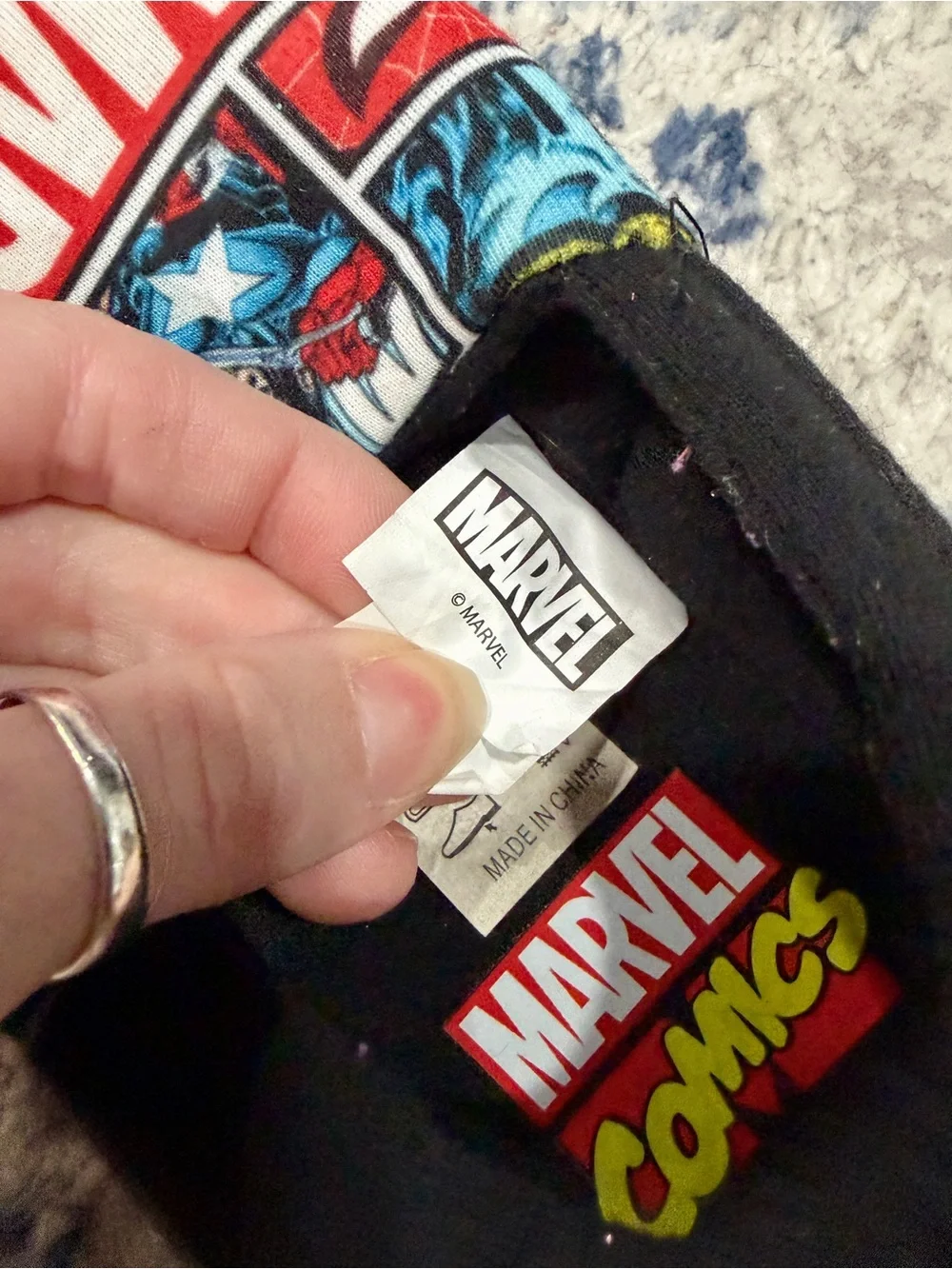 Marvel Multicolor Comic-Panel Kids One-Piece Footies with Red Logo